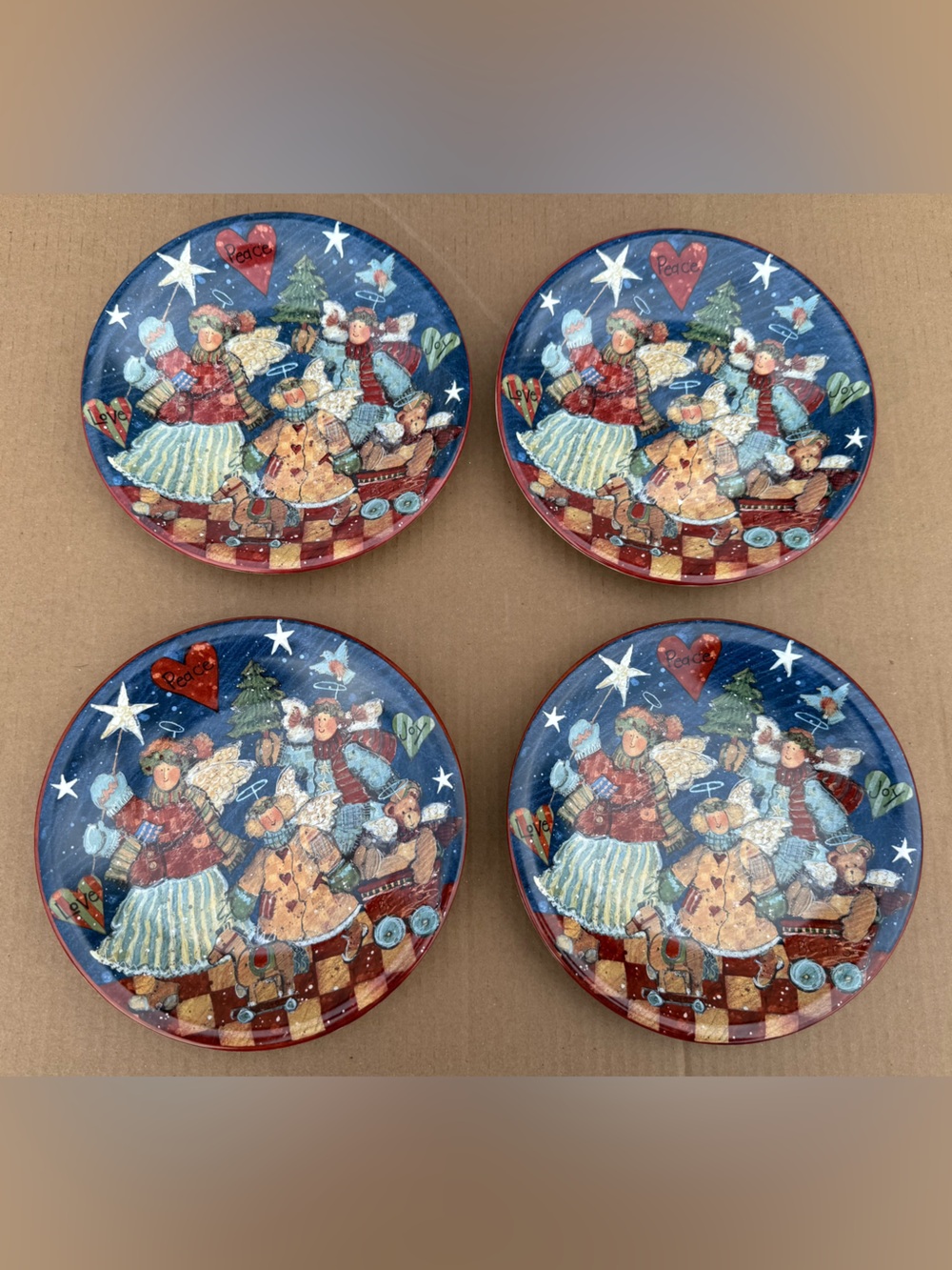 Vintage Susan Winget 2002 Christmas Dessert Plates (4) Certified International